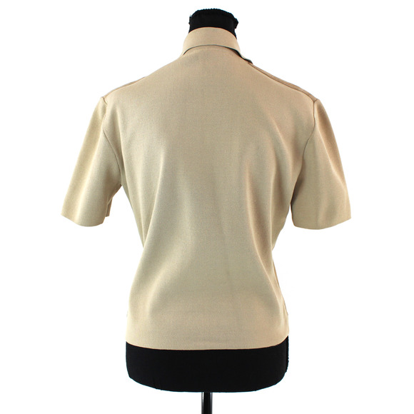 Hermes Suede Tan Knit Cotton Button Up Collared Polo Shirt L Short Sleeve Top - Picture 5 of 7